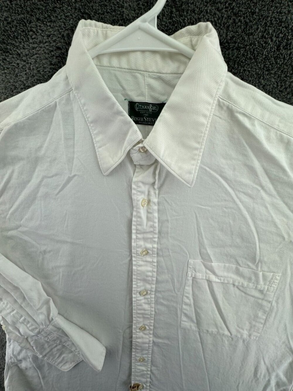 Gitman Bros For Roger Stevens Button Up Shirt Men White Long Sleeve 16 34 Cotton